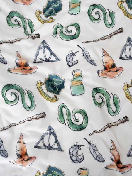 Obliečky mikroplyš Harry Potter - Slizolin biele