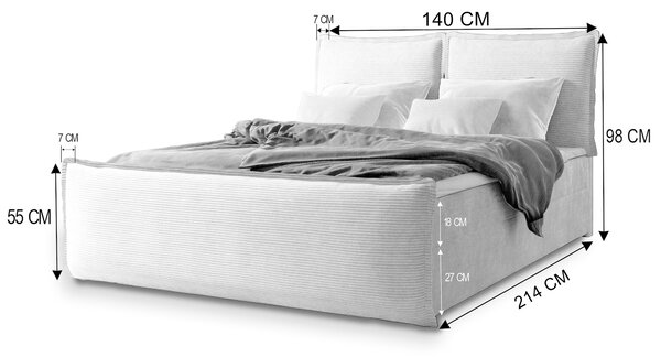 Manželská boxspring posteľ s úložným priestorom Monta 140x200 - kráľovská modrá