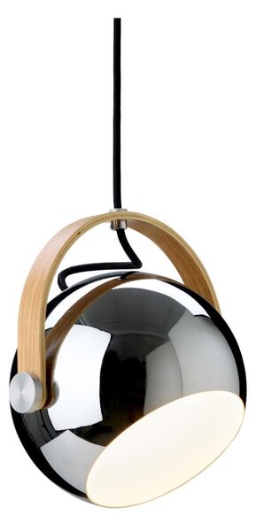 Halo Design 734443 - Závesný luster na lanku DC 1xE27/40W/230V priemer 18 cm lesklý chróm/dub