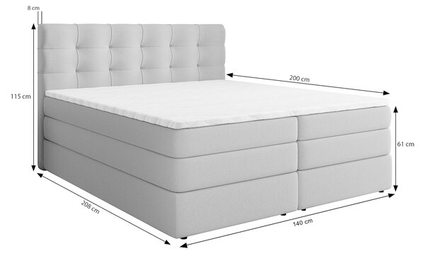Manželská boxspring posteľ s úložným priestorom Arezi 140x200 - sivá