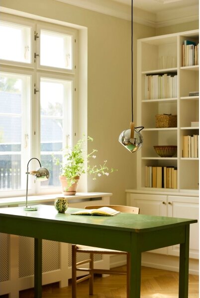 Halo Design 734443 - Závesný luster na lanku DC 1xE27/40W/230V priemer 18 cm lesklý chróm/dub
