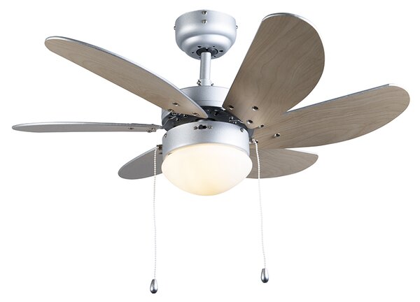 Stropný ventilátor oceľový s potlačou dreva 80 cm s ťahovým spínačom - Fresh