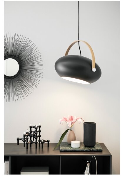 Halo Design 734382 - Závesný luster na lanku DC 1xE27/40W/230V priemer 40 cm čierna/dub