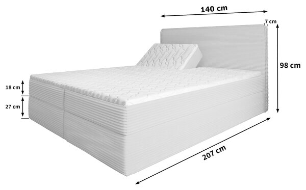 Manželská boxspring polohovateľná posteľ Dastor 140x200 - krémová