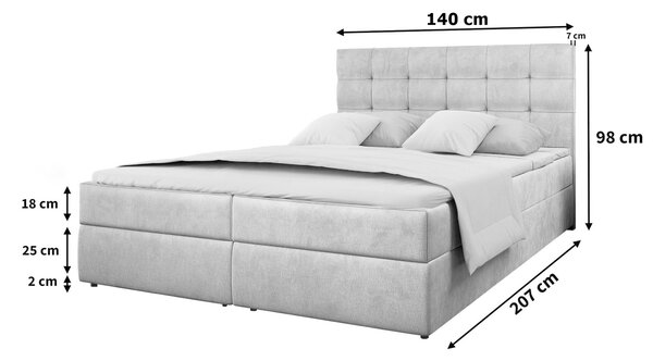 Manželská boxspring posteľ s úložným priestorom Glos M 140x200 - sivá