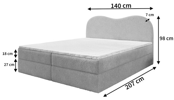 Manželská boxspring posteľ s úložným priestorom Fluvia N 140x200 - smotanová