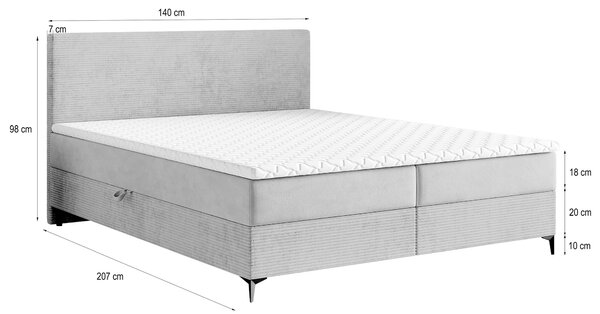 Čalúnená boxspring manželská posteľ Torrel 140x200 - krémová