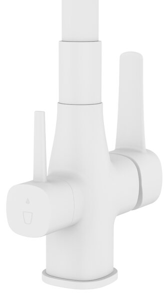 Invena Magic, stojanková drezová batéria s flexibilným ramenom a filtrom na pitnú vodu, biela matná, INV-BZ-02-F02-V