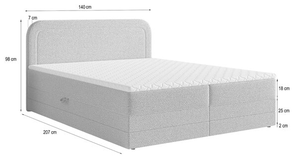 Manželská boxspring posteľ s úložným priestorom Armelin 140x200 - béžová