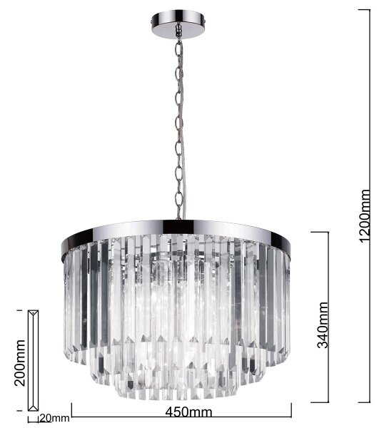 Luster na reťazi VETRO 5xE14/60W/230V lesklý chróm