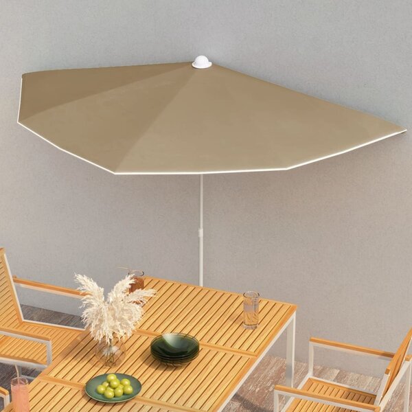 Maison Exclusive – polotieňový slnečník so stĺpom 180 x 90 cm, farba taupe