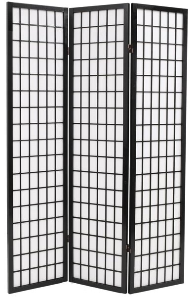 Skladací paraván s 3 panelmi, japonský štýl 120x170 cm, čierny
