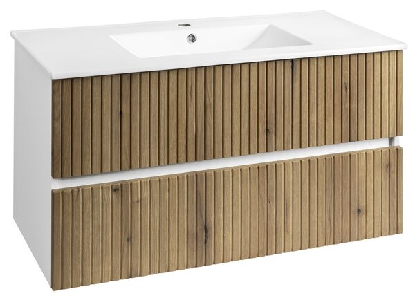 Aqualine Aqualine, PANEDA STRIP umývadlová skrinka 99,5x55x45,2cm, dub emporio, PN310