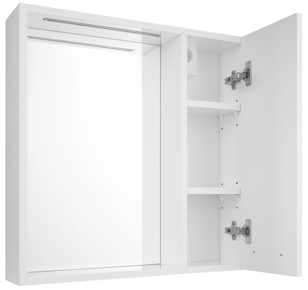 Aqualine Aqualine, ZOJA/KERAMIA FRESH STRIP galérka s LED osvetlením, 60x60x14cm, pravá, biela, 45022S