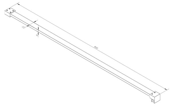 Erga Paris, stabilizačná vzpera pre sprchové zásteny s hrúbkou skla 8mm, dĺžka max. 150cm, zlatá matná, ERG-V02-PARIS-BAR-GB