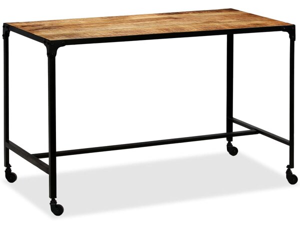 Jedálenský stôl, masívne mangovníkové drevo a oceľ, 120x60x76 cm
