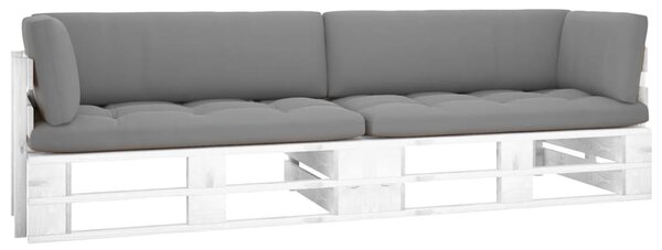 Maison Exclusive – dvojmiestna paletová pohovka, biela, impregnované borovicové drevo