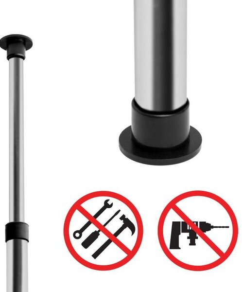 Erga Scopic, rohová teleskopická sprchová tyč 4 policová XL, chrómová, ERG-YKA-CH.SCOPIC-XL-CHR