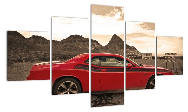 Červené auto - obraz (Obraz 125x70cm)