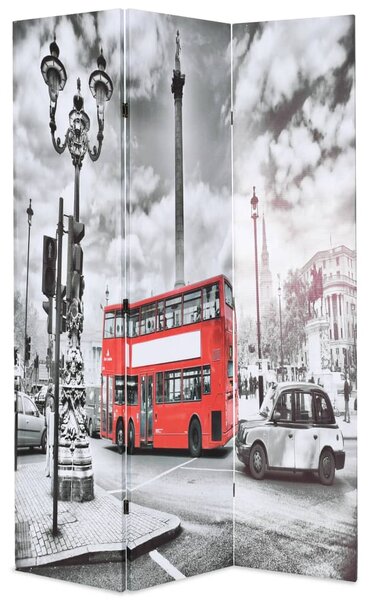 Skladací paraván, 120x170 cm, potlač Londýna, čierno-biely