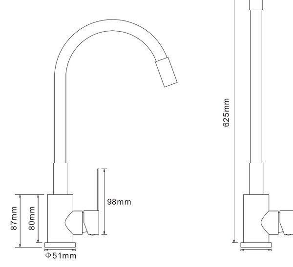 Gamma Flex 2000, stojanková drezová batéria s flexibilným ramenom, biela-zlatá lesklá, GMA-BFX-2000WHGD