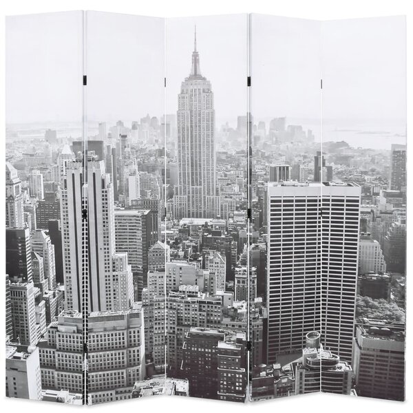 Skladací paraván 200x170 cm, potlač New Yorku, čierno-biely