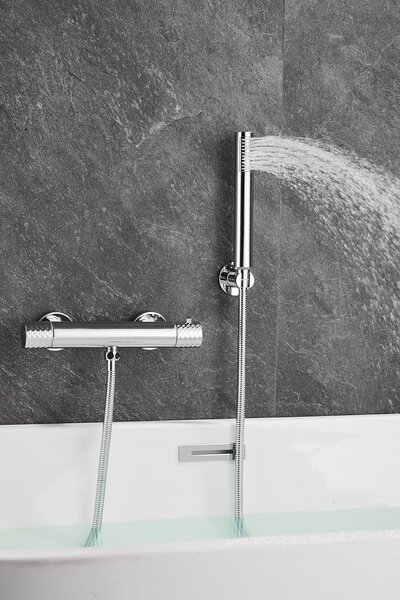 Gamma Gamma, nástenná sprchová termostatická batéria s ručnou sprchovou súpravou, chrómová, GMA-BRYPNT-CH