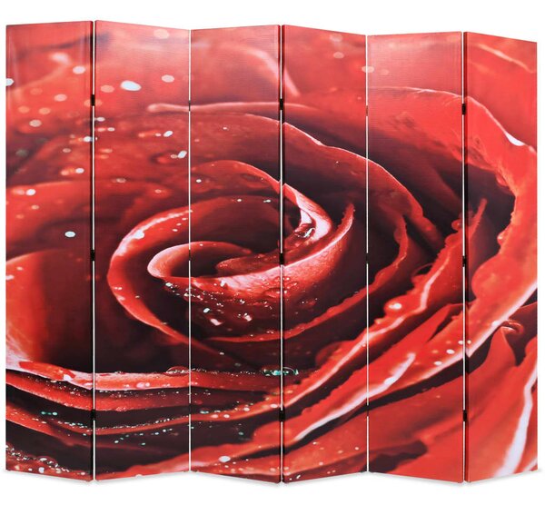 Skladací paraván 228x170 cm, potlač červenej ruže