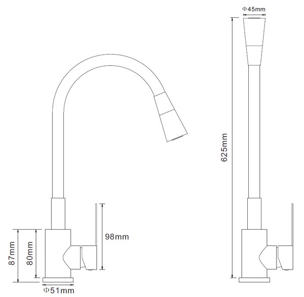 Gamma Flex 3000, stojanková drezová batéria s flexibilným ramenom, biela-zlatá matná, GMA-BFX-3000WHGD