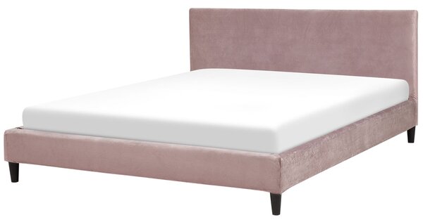 Panelová posteľ EU king size 160x200 cm s roštom ružová zamatová čalúnená súčasný dizajn