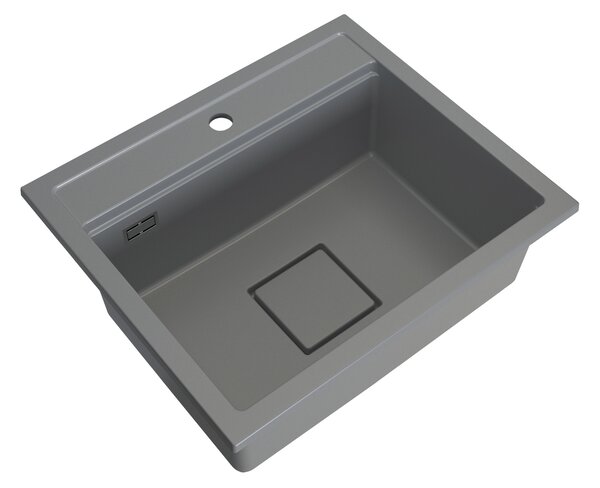 Gamma Quadro 5850, 1-komorový granitový drez 580x495x220 mm, šedá, GMA-ZLE000233