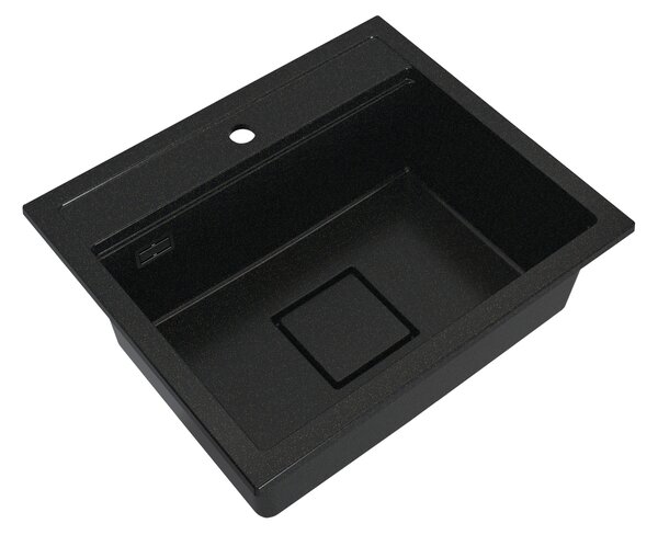 Gamma Quadro 5850, 1-komorový granitový drez 580x495x220 mm, čierna-zlatá, GMA-ZLE000232