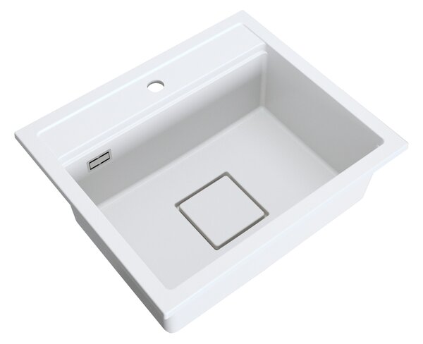 Gamma Quadro 5850, 1-komorový granitový drez 580x495x220 mm, biela, GMA-ZLE000234