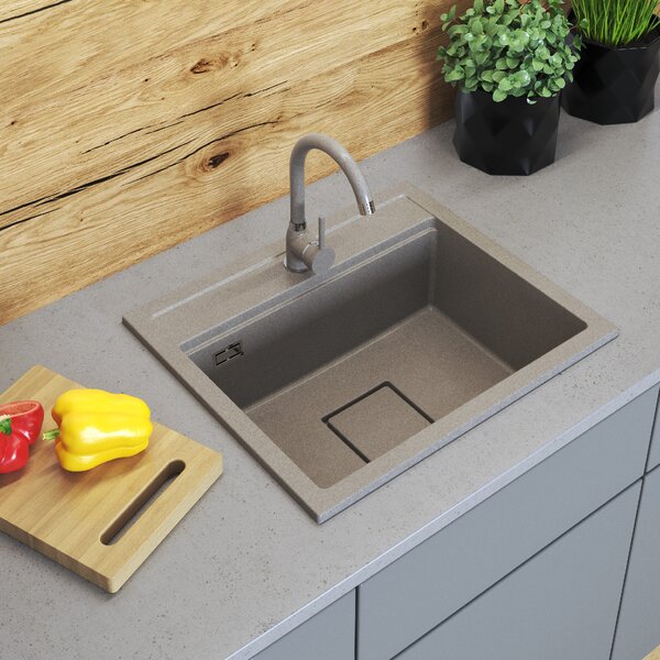 Gamma Quadro 5850, 1-komorový granitový drez 580x495x220 mm, béžová, GMA-ZLE000231