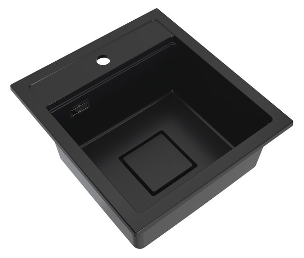 Gamma Quadro 4550, 1-komorový granitový drez 450x495x220 mm, čierna, GMA-ZLE000217