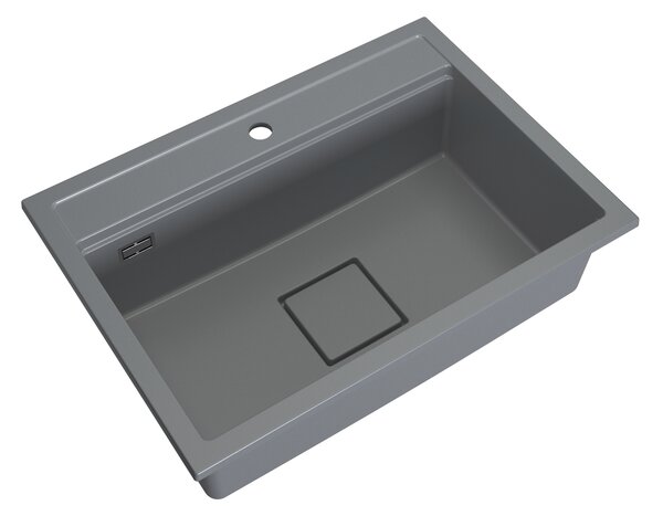 Gamma Quadro 7050, 1-komorový granitový drez 700x500x220 mm, šedá, GMA-ZLE000240
