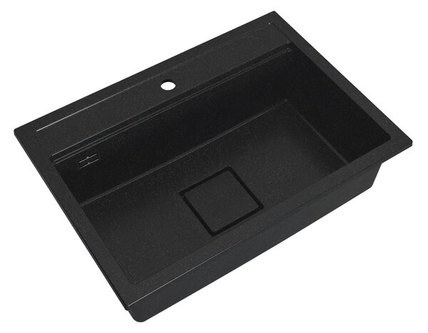 Gamma Quadro 7050, 1-komorový granitový drez 700x500x220 mm, čierna škvrnitá, GMA-ZLE000238