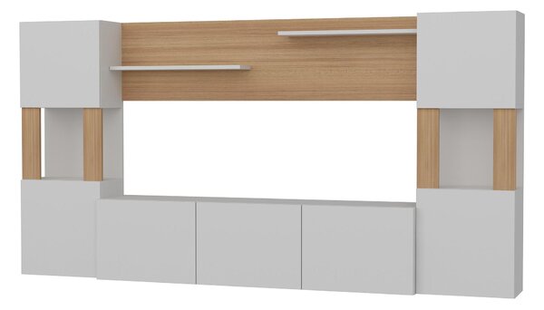 NovýNábytok.sk Obývacia stena Loreena (biela + teak) . Akcia -19%. Vlastná spoľahlivá doprava až k Vám domov. 1102294