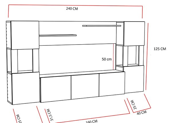 NovýNábytok.sk Obývacia stena Loreena (biela + teak) . Akcia -19%. Vlastná spoľahlivá doprava až k Vám domov. 1102294