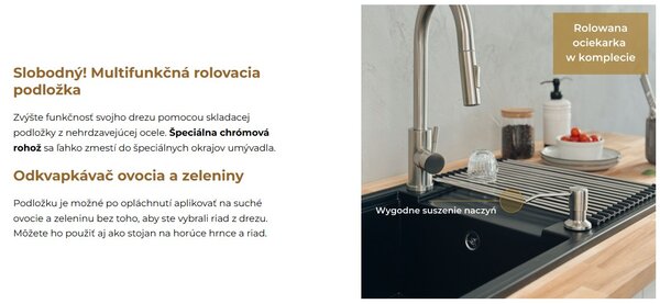 Sink Quality Sink55, kuchynský granitový drez 780x460x215 mm + grafitový sifón, šedá, SKQ-SINK.D.1KDOL.XB