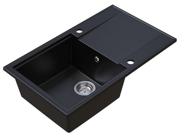 Sink Quality Sink55, kuchynský granitový drez 780x460x215 mm, čierna, SKQ-SINK.C.1KDOL