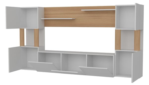 NovýNábytok.sk Obývacia stena Loreena (biela + teak) . Akcia -19%. Vlastná spoľahlivá doprava až k Vám domov. 1102294