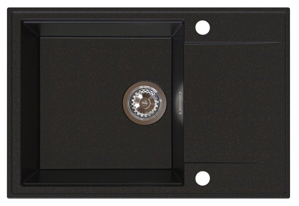 Sink Quality Sink55, kuchynský granitový drez 680x460x215 mm, čierna so zlatými bodmi, SKQ-SINK.L.1KDO