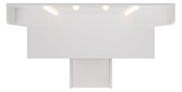 Kozmetický stolík s LED zrkadlom a taburetom, biely