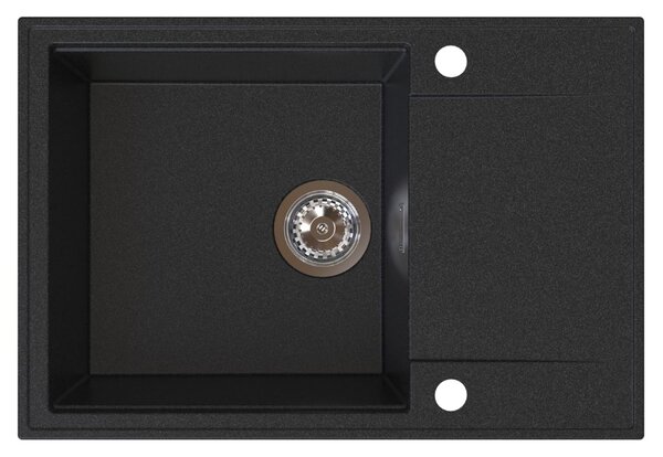 Sink Quality Sink55, kuchynský granitový drez 680x460x215 mm + chrómový sifón, grafitová, SKQ-SINK.G.1KDO.X