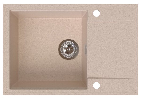 Sink Quality Sink55, kuchynský granitový drez 680x460x215 mm + chrómový sifón, béžová, SKQ-SINK.P.1KDO.X