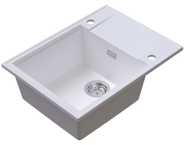 Sink Quality Sink55, kuchynský granitový drez 620x460x215 mm, biela, SKQ-SINK.W.1KKO