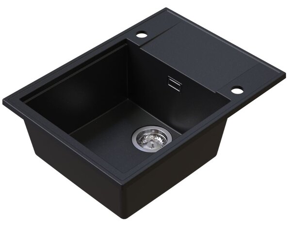 Sink Quality Sink55, kuchynský granitový drez 620x460x215 mm, čierna so zlatými bodkami, SKQ-SINK.L.1KKO