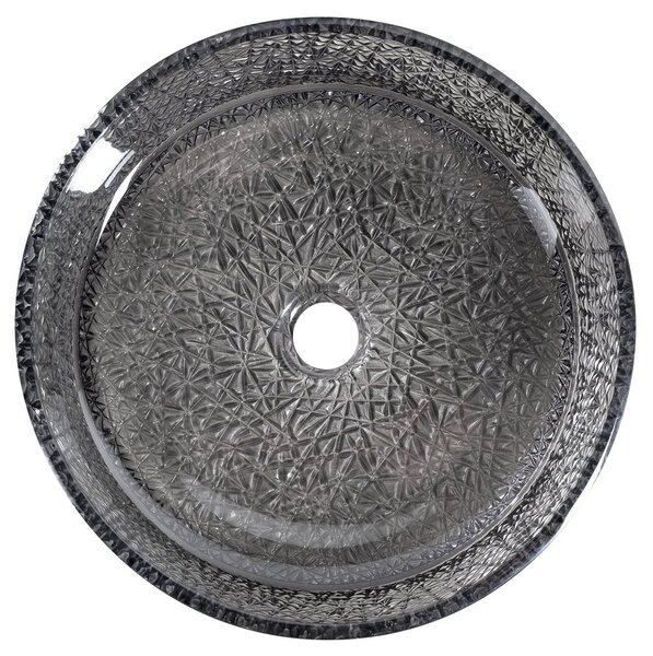 Sapho Sapho, ERSEL gravírované sklenené umývadlo na dosku priemer 39,5cm, čierna, TY323B