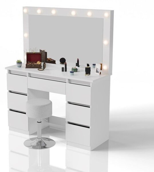 Kozmetický stolík s LED zrkadlom a stoličkou